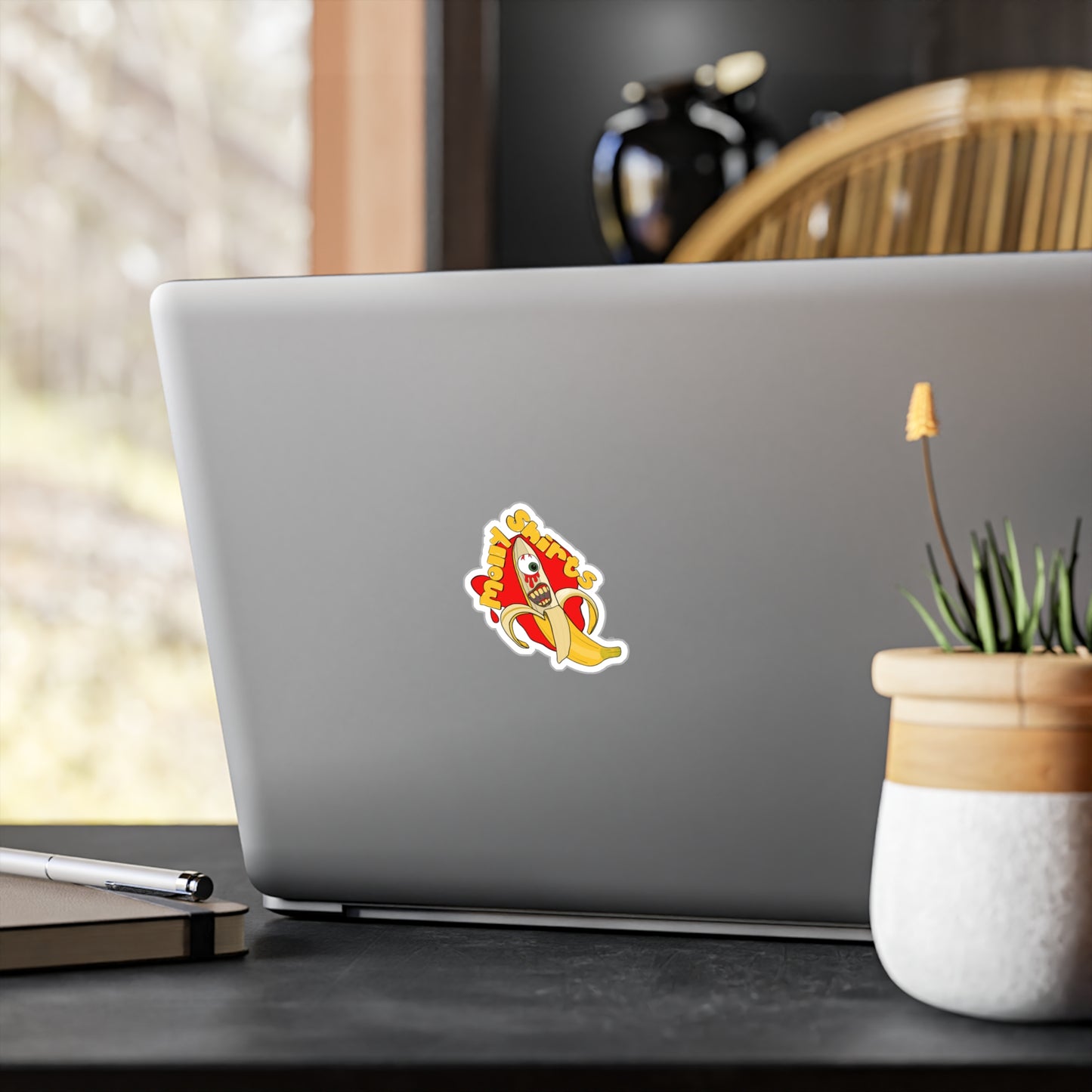 Funny Banana Monster Vinyl Decal - Humorous Sticker for Laptops and Water Bottles